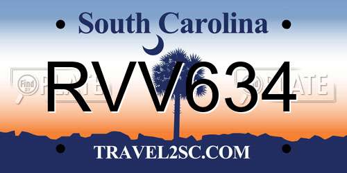 RVV634 South Carolina License Plate