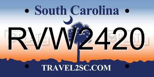 RVW2420 South Carolina License Plate