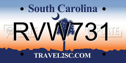 RVW731 South Carolina License Plate
