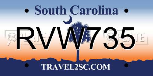 RVW735 South Carolina License Plate