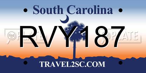 RVY187 South Carolina License Plate