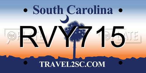 RVY715 South Carolina License Plate