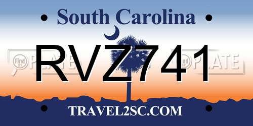 RVZ741 South Carolina License Plate