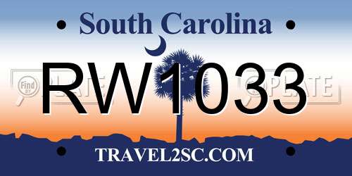 RW1033 South Carolina License Plate