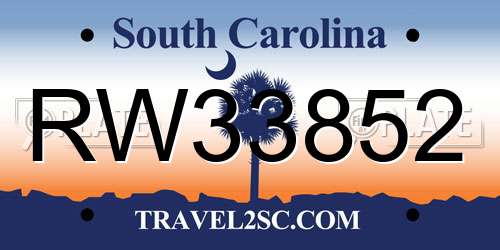 RW33852 South Carolina License Plate