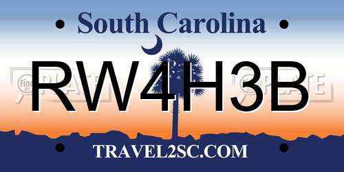 RW4H3B South Carolina License Plate