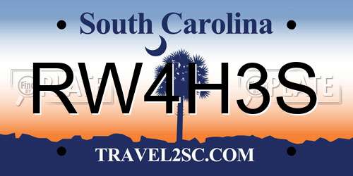 RW4H3S South Carolina License Plate