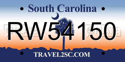 RW54150 South Carolina License Plate