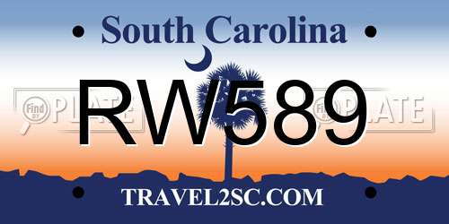 RW589 South Carolina License Plate