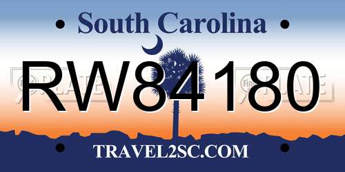 RW84180 South Carolina License Plate