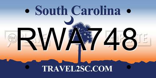 RWA748 South Carolina License Plate
