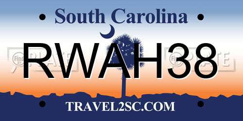 RWAH38 South Carolina License Plate