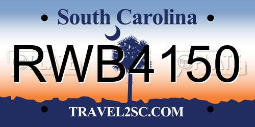 RWB4150 South Carolina License Plate