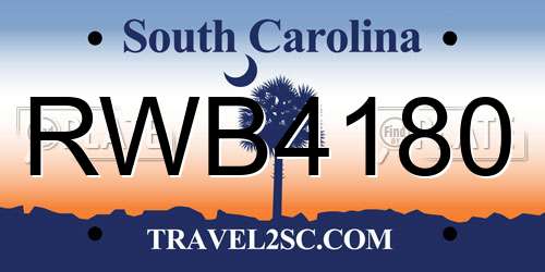 RWB4180 South Carolina License Plate