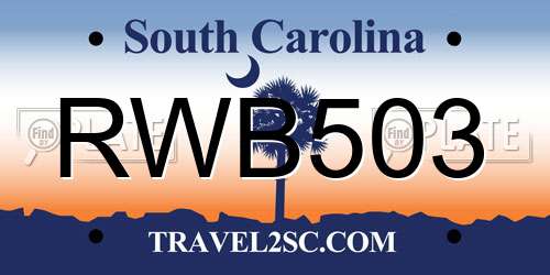 RWB503 South Carolina License Plate