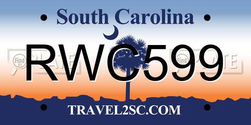 RWC599 South Carolina License Plate