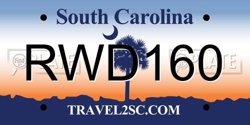 RWD160 South Carolina License Plate