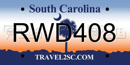 RWD408 South Carolina License Plate