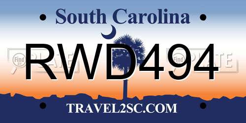 RWD494 South Carolina License Plate