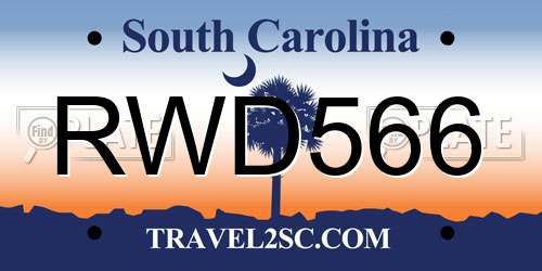 RWD566 South Carolina License Plate