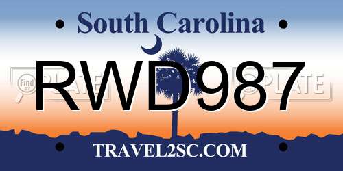 RWD987 South Carolina License Plate