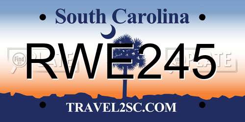 RWE245 South Carolina License Plate
