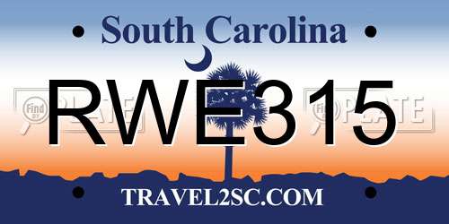 RWE315 South Carolina License Plate