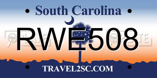 RWE508 South Carolina License Plate