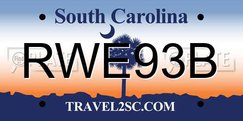 RWE93B South Carolina License Plate