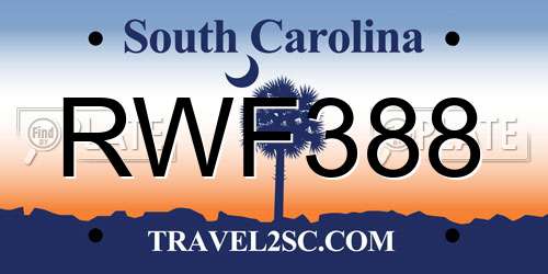 RWF388 South Carolina License Plate