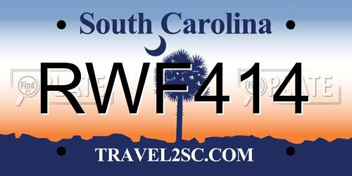 RWF414 South Carolina License Plate