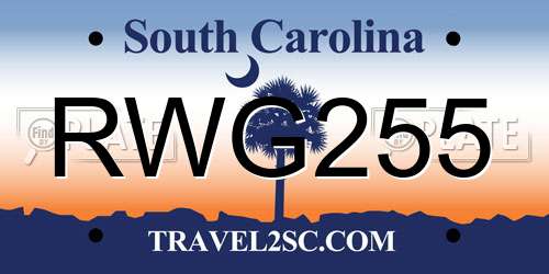 RWG255 South Carolina License Plate