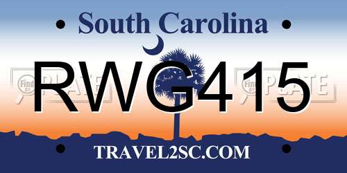 RWG415 South Carolina License Plate
