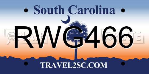 RWG466 South Carolina License Plate