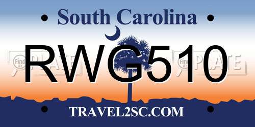 RWG510 South Carolina License Plate