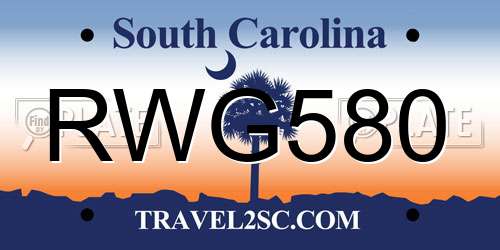 RWG580 South Carolina License Plate