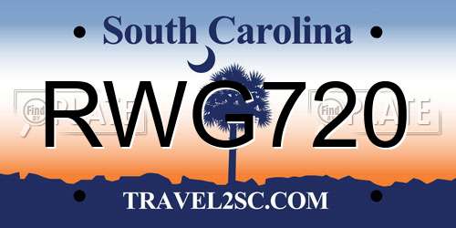 RWG720 South Carolina License Plate