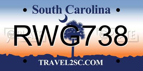 RWG738 South Carolina License Plate
