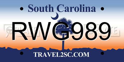 RWG989 South Carolina License Plate