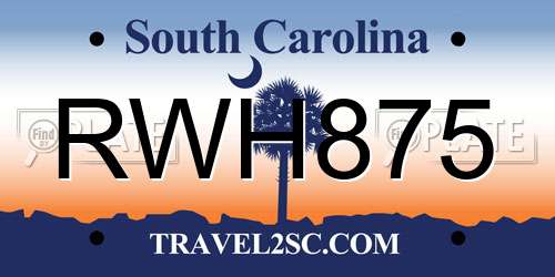 RWH875 South Carolina License Plate