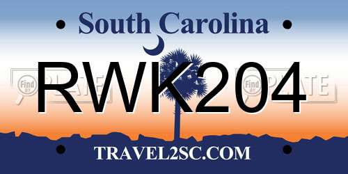RWK204 South Carolina License Plate