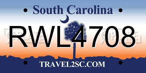 RWL4708 South Carolina License Plate