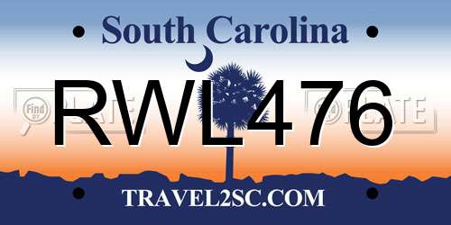 RWL476 South Carolina License Plate