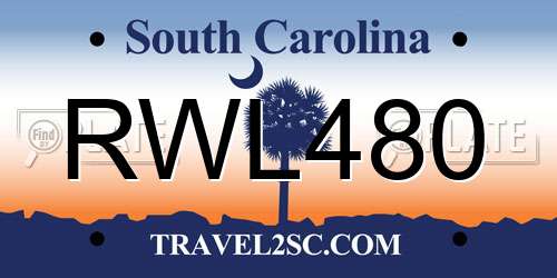 RWL480 South Carolina License Plate