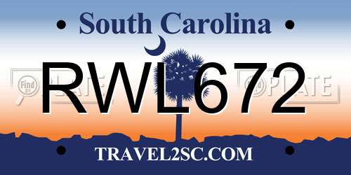 RWL672 South Carolina License Plate