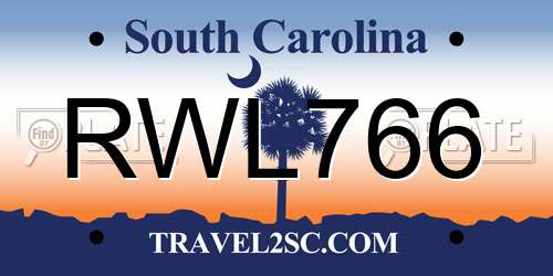 RWL766 South Carolina License Plate