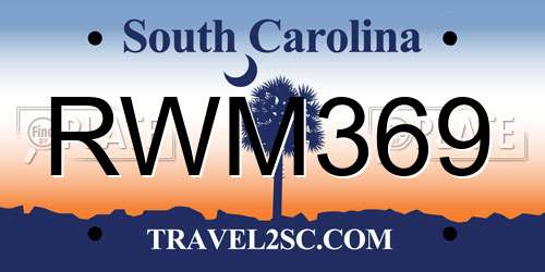 RWM369 South Carolina License Plate