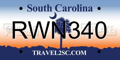 RWN340 South Carolina License Plate