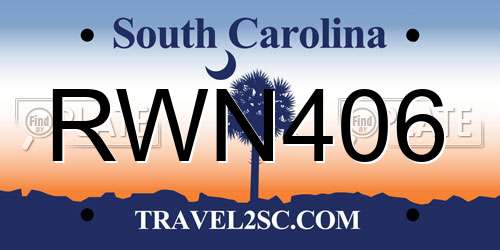 RWN406 South Carolina License Plate