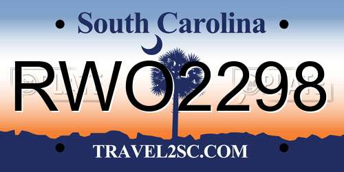 RWO2298 South Carolina License Plate